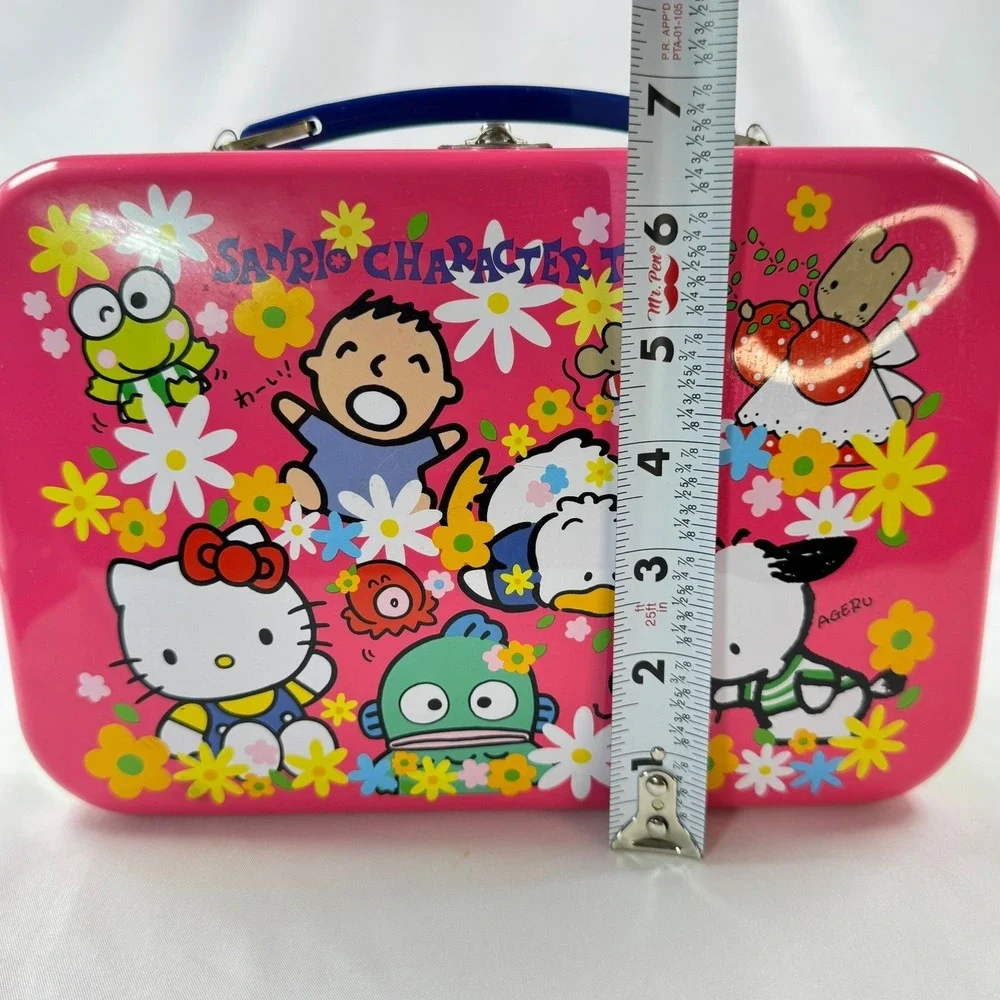 Vintage 1992 Sanrio Character Town Metal Lunch Box Hello Kitty Keroppi Pink Tin